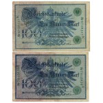 Germania, serie di 4 banconote da 100 marchi del 1908, numerazione verde