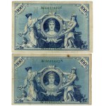 Germania, serie di 4 banconote da 100 marchi del 1908, numerazione verde