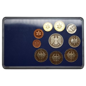 Germany, 1, 2, 5, 10, and 50 fenings; 1, 2, and 5 marks, 1995, Karlsruhe Mint