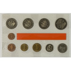Germany, 1, 2, 5, 10, and 50 fenings; 1, 2, and 5 marks, 1992, Karlsruhe Mint