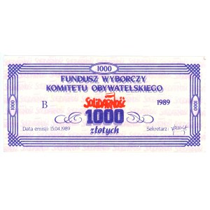 Solidarność, Fondo elettorale del Comitato civico, 1.000 zloty, 1989