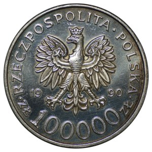 100,000 zlotys, 1990, Solidarity Type A