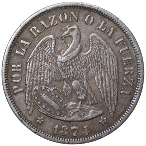 Chile, 1 peso, 1874