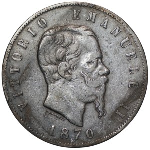 Italy, 5 lire, 1870