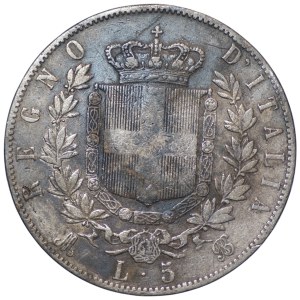 Italy, 5 lire, 1870