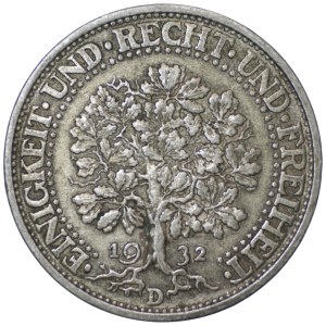 Germany, Weimar Republic, 5 marks, 1932 D