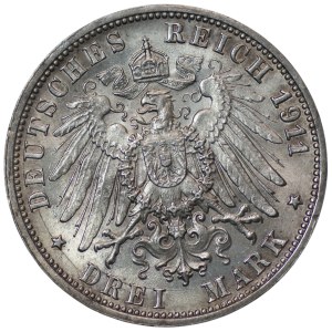 Germany, Württemberg, 3 marks, 1911