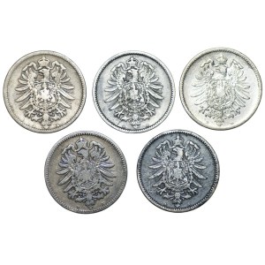 Germany, 1 mark (1874–1887), set of 5