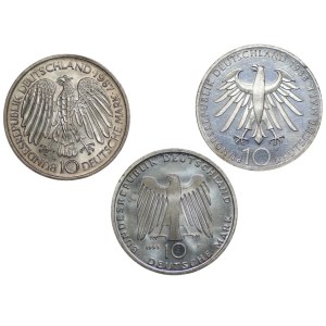 Germany, 10 marks (1987–1993), set of 3 different pieces