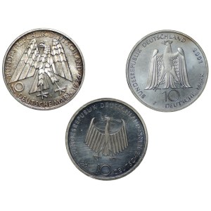 Deutschland, 10 Mark (1996–2001), Set mit 3 verschiedenen Exemplaren