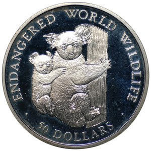 Isole Cook, 50 dollari 1990, Specie in via di estinzione, koala