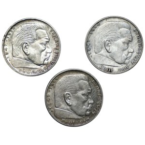 Germany, 2 marks (1938–1939), set of 3