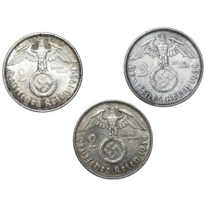 Germany, 2 marks (1938–1939), set of 3