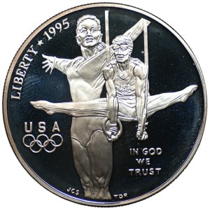USA, 1 dolar 1995, XXVI Letnie Igrzyska Olimpijskie, Atlanta 1996, gimnastyka