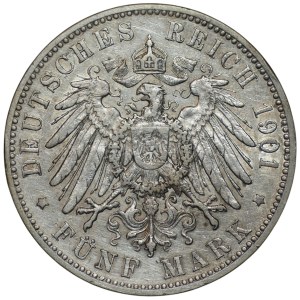 Germany, Württemberg, 5 marks, 1901