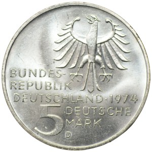 Germany, 5 marks, 1974, Immanuel Kant