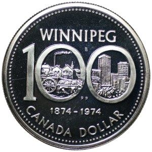 Canada, 1 dollar, 1974, 100th anniversary of Winnipeg