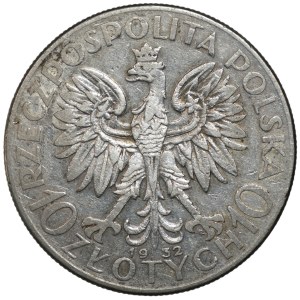 10 zlotys 1932, Tête de femme