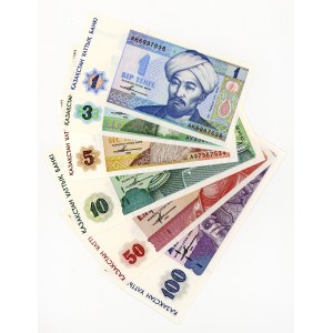 Kazakhstan, 1, 3, 5, 10, 50, 100 tenge, 1993, set of 6 banknotes