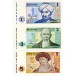 Kazakhstan, 1, 3, 5, 10, 50, 100 tenge, 1993, set of 6 banknotes