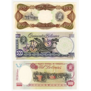 Venezuela, 100, 500, 1,000 bolivars, 1998, set of 3 banknotes