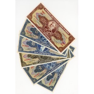 Brazylia, 1, 2, 5, 10, 20 cruzeiros, zestaw 6 banknotów, różne roczniki