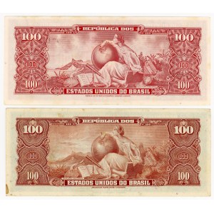 Brasile, 100 cruzeiros 1961-1964, serie di 2 banconote