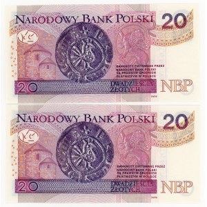20 złotych 2025, seria CE tzw: przejściowa, numeracja po kolei, zestaw 2 sztuk