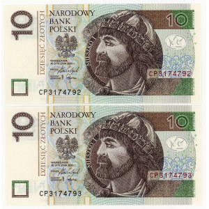10 złotych 2025, seria CP, numeracja po kolei, zestaw 2 sztuk