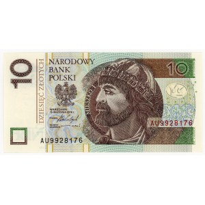10 zlotys 2016, série AU, série de transition