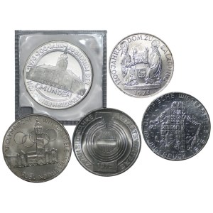Austria, 50 i 100 szylingów (1974-1978), zestaw 5 sztuk