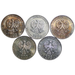 200 złotych 1976, XXI Letnie Igrzyska Olimpijskie, zestaw 5 sztuk