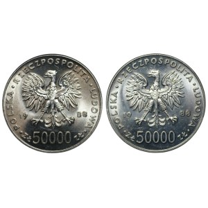 50,000 zlotys, 1988, Józef Piłsudski, set of 2
