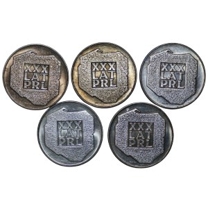 200 złotych 1974, 30 lat Polskiej Rzeczpospolitej Ludowej, zestaw 5 sztuk