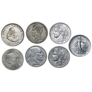 Francia, set di 7 monete d'argento