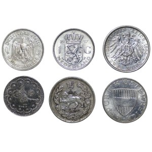 Mondo, Austria, Germania, Iran, Turchia, set di 6 monete d'argento