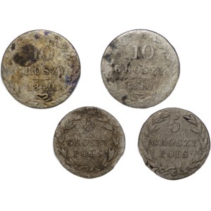 5 and 10 groszy, 1840, set of 4