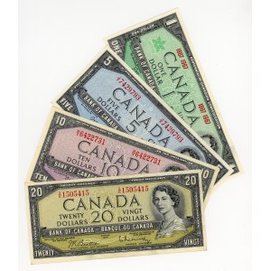 Canada, 1, 5, 10 e 20 dollari (1954-1967), serie di 4 banconote