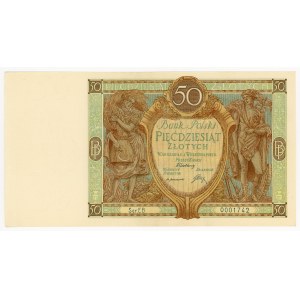 50 złotych, 1929, EB series, low serial number 0001742