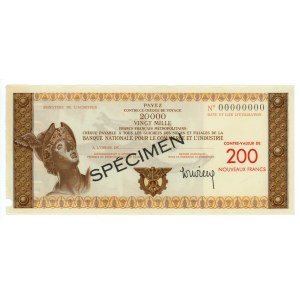 France, Travel Cheque 200 francs, No 0000000, SPECIMEN