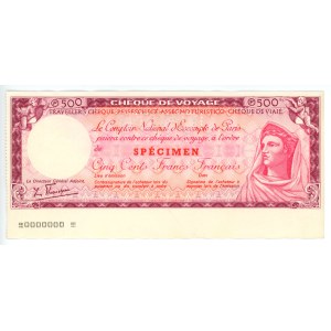 France, Travel Cheque 500 francs, No 0000000, SPECIMEN
