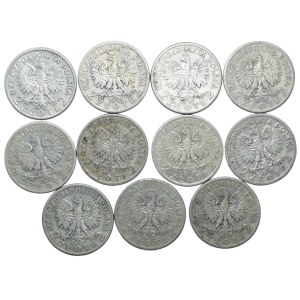 2 zlote (1932-1934), Head of a woman, set of 11 pieces