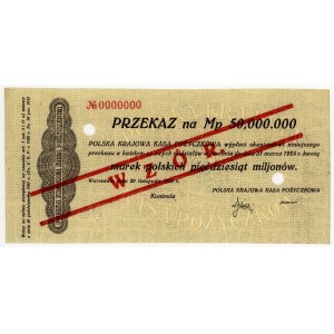 50,000,000 Polish marks 1923, remittance, No. 0000000, MODEL, ex. WCN