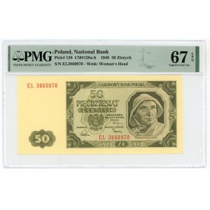 50 zloty 1948, EL series, PMG 67 EPQ, 2nd max note