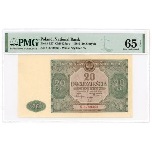 20 zlotys 1946, G series, PMG 65 EPQ