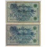 Nemecko, sada 5 bankoviek, 100 mariek 1908, zelené číslovanie