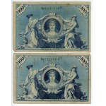Nemecko, sada 5 bankoviek, 100 mariek 1908, zelené číslovanie