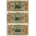 Niemcy, zestaw 5 sztuk banknotów, 20 marek 1940-1945