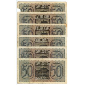 Germany, set of 6 banknotes, 50 marks (1940-1945)