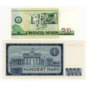 Nemecko, NDR, sada 2 bankoviek, 20, 100 mariek